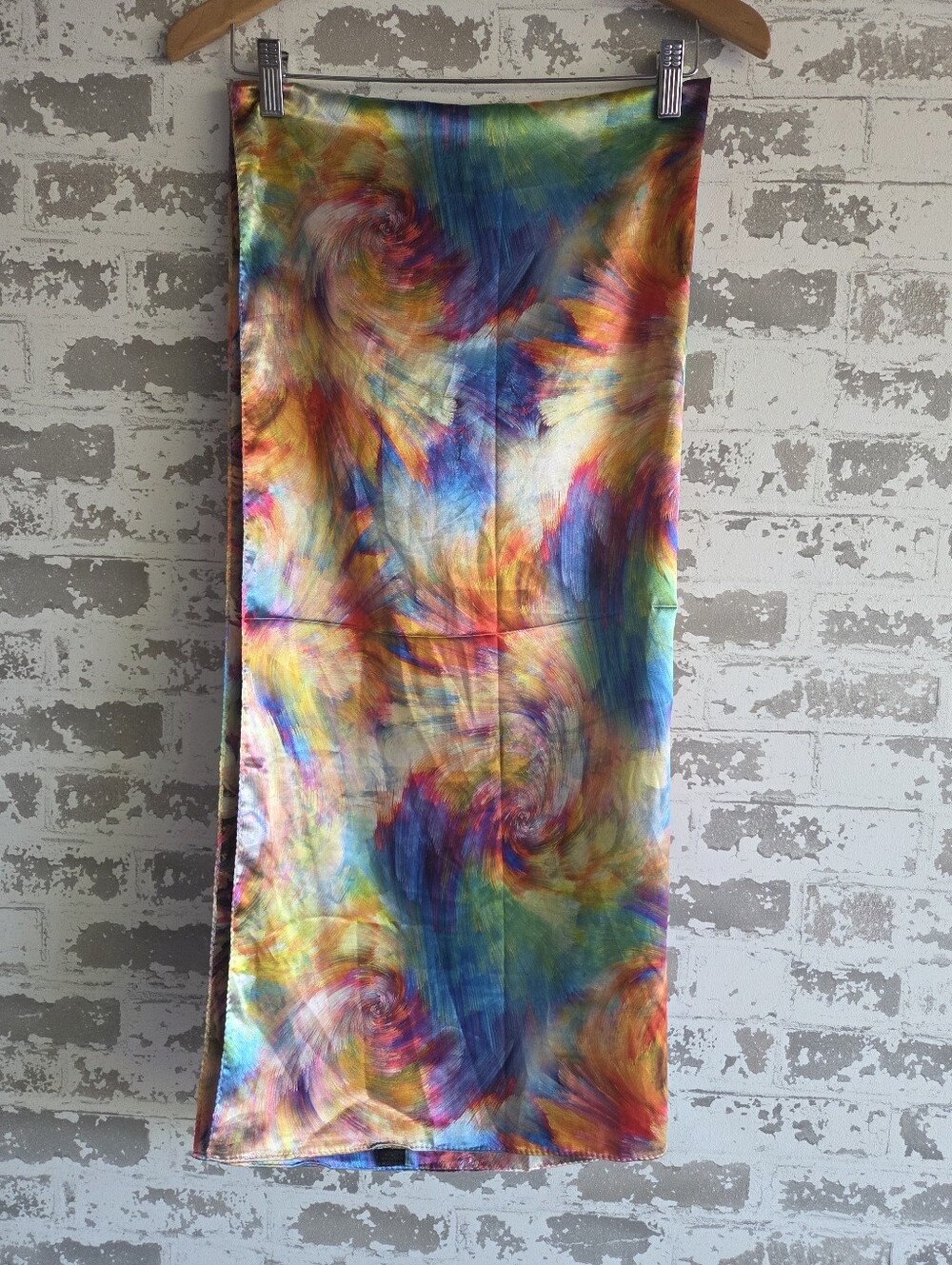 Reversible Abstract Floral Swirl Silk Feel Scarf